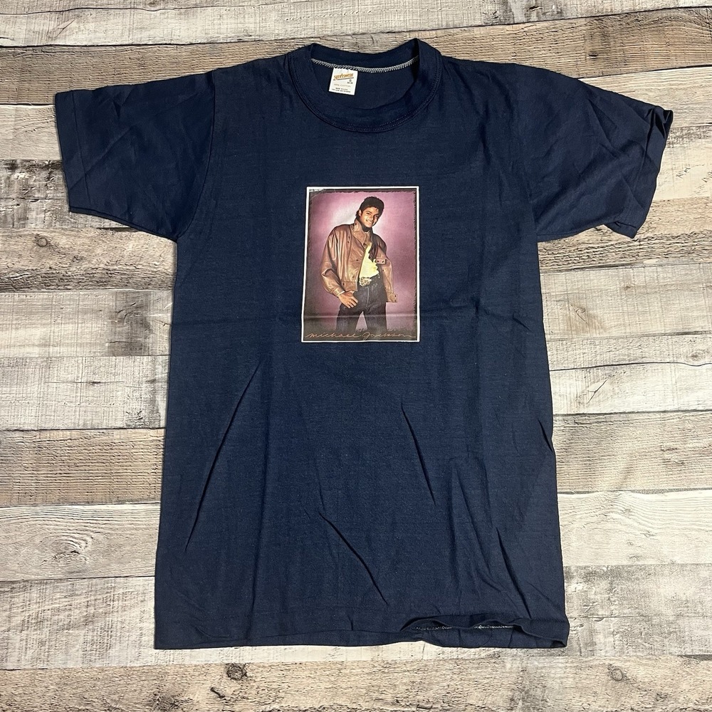 Michael Jackson Shirt Size Small Blue Vintage 80s Thriller Era Pop Band Tee